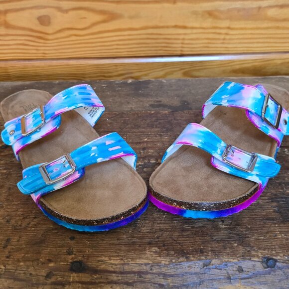 Never worn size 8 hand-colored tie-dye Birk-style sandals! - Picture 4 of 5